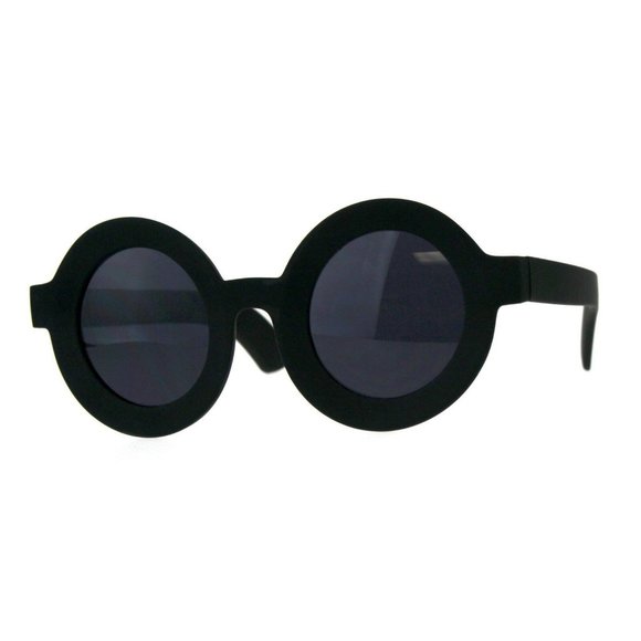 Black Matte Round Gothic Sunglasses Kat Von D - Picture 3 of 5